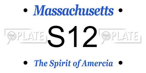 S12 Massachusetts License Plate