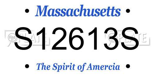 S12613S Massachusetts License Plate