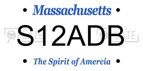 S12ADB Massachusetts License Plate