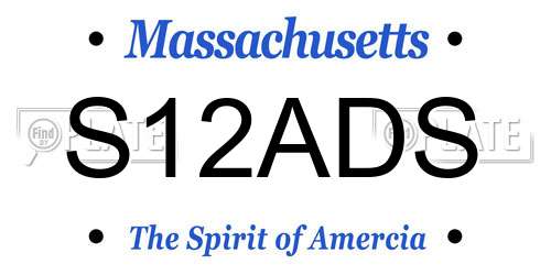 S12ADS Massachusetts License Plate