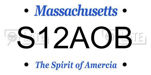 S12AOB Massachusetts License Plate