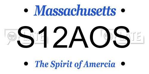 S12AOS Massachusetts License Plate