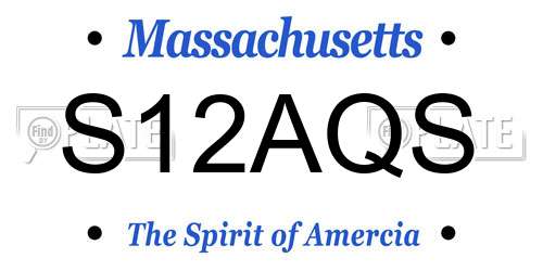 S12AQS Massachusetts License Plate