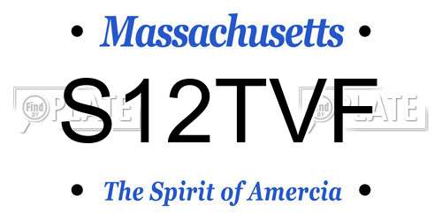 S12TVF Massachusetts License Plate