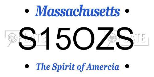 S15OZS Massachusetts License Plate