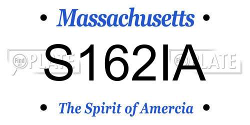 S162IA Massachusetts License Plate