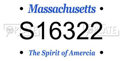 S16322 Massachusetts License Plate