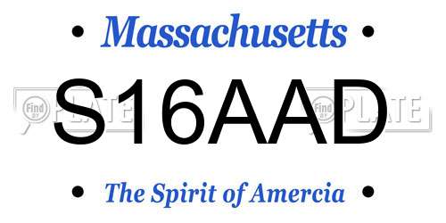 S16AAD Massachusetts License Plate