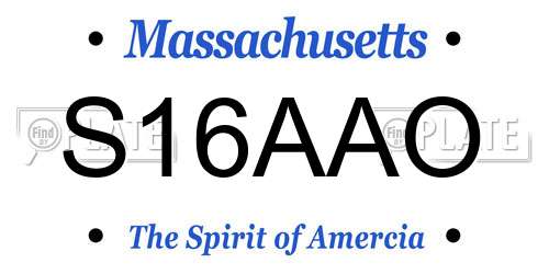 S16AAO Massachusetts License Plate