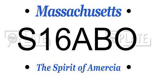 S16ABO Massachusetts License Plate