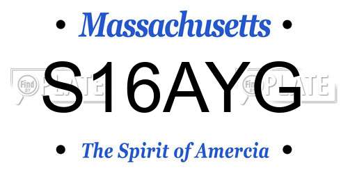 S16AYG Massachusetts License Plate
