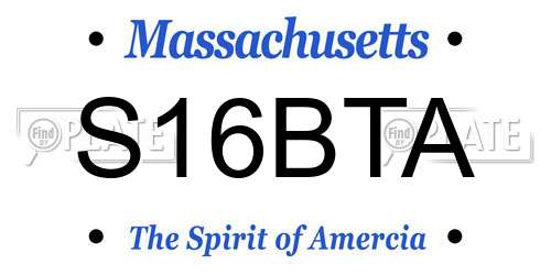 S16BTA Massachusetts License Plate