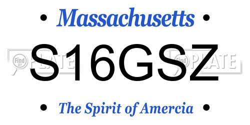 S16GSZ Massachusetts License Plate