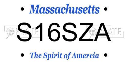 S16SZA Massachusetts License Plate