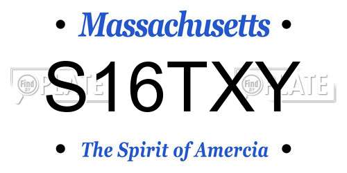 S16TXY Massachusetts License Plate