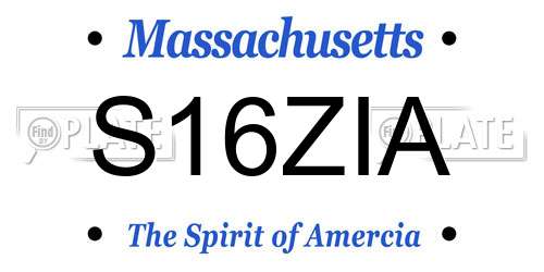S16ZIA Massachusetts License Plate