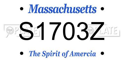 S1703Z Massachusetts License Plate