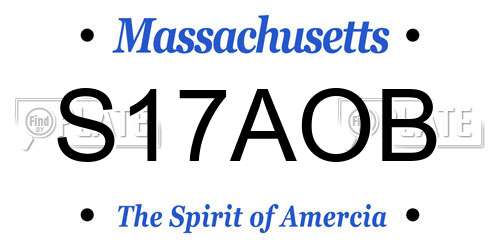 S17AOB Massachusetts License Plate
