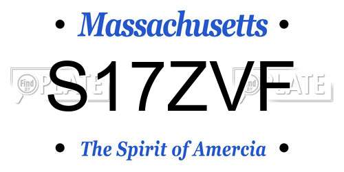 S17ZVF Massachusetts License Plate