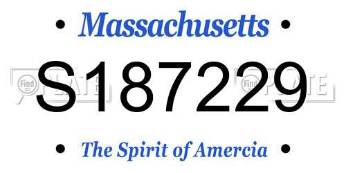 S187229 Massachusetts License Plate