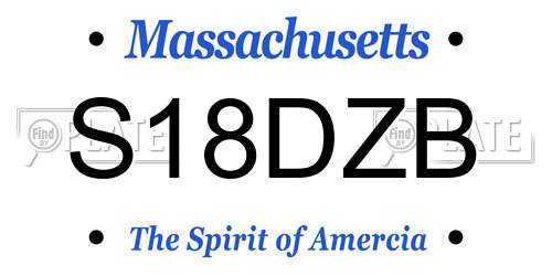 S18DZB Massachusetts License Plate