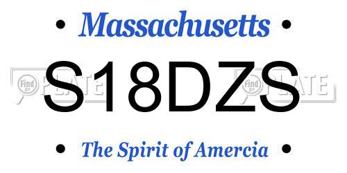 S18DZS Massachusetts License Plate