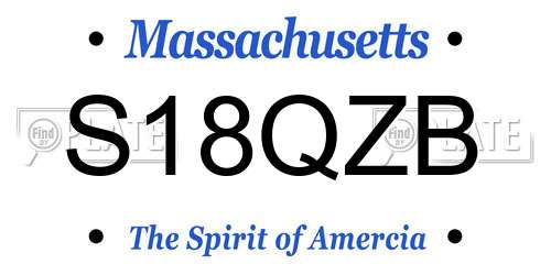 S18QZB Massachusetts License Plate