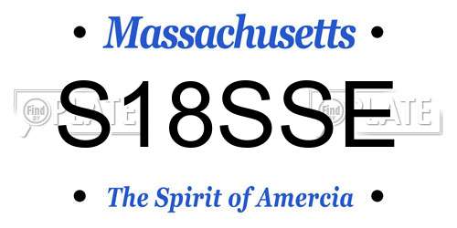 S18SSE Massachusetts License Plate