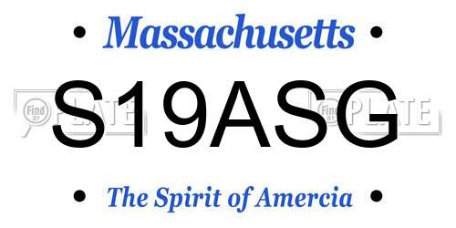 S19ASG Massachusetts License Plate
