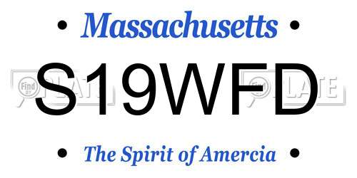 S19WFD Massachusetts License Plate