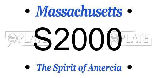 S2000 Massachusetts License Plate