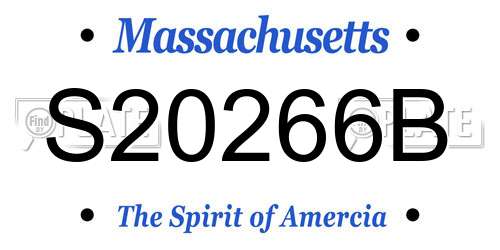 S20266B Massachusetts License Plate