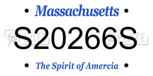 S20266S Massachusetts License Plate