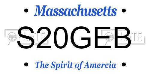 S20GEB Massachusetts License Plate