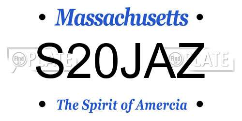 S20JAZ Massachusetts License Plate