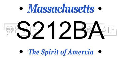 S212BA Massachusetts License Plate