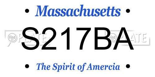 S217BA Massachusetts License Plate