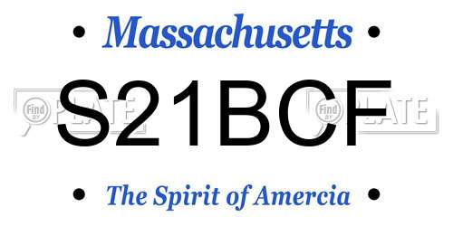 S21BCF Massachusetts License Plate