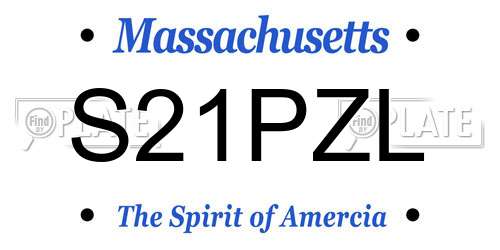 S21PZL Massachusetts License Plate