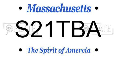 S21TBA Massachusetts License Plate