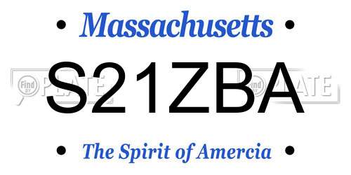 S21ZBA Massachusetts License Plate
