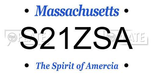 S21ZSA Massachusetts License Plate