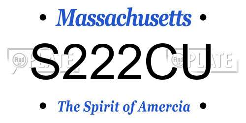 S222CU Massachusetts License Plate