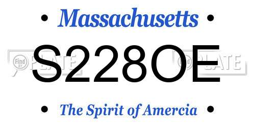 S228OE Massachusetts License Plate