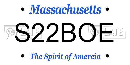 S22BOE Massachusetts License Plate