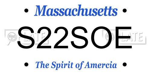 S22SOE Massachusetts License Plate