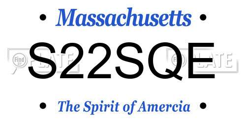 S22SQE Massachusetts License Plate