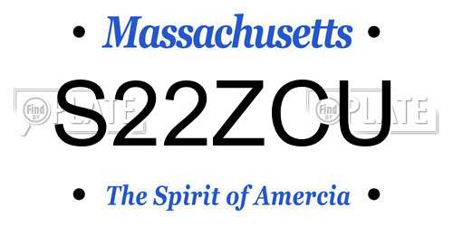 S22ZCU Massachusetts License Plate