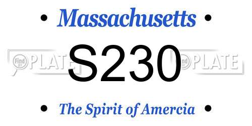 S230 Massachusetts License Plate