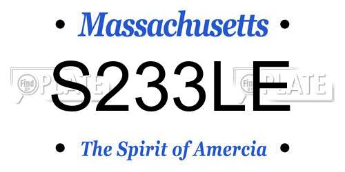 S233LE Massachusetts License Plate